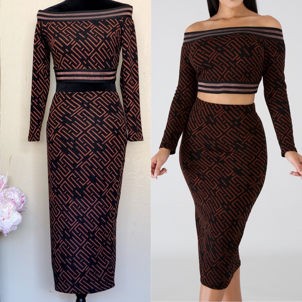 Two Piece Sexy Maze Print Set